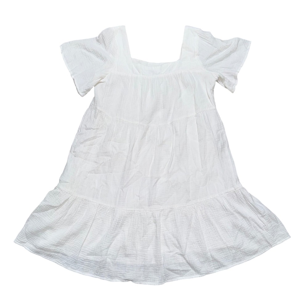 Rails Dress Women Medium White Excellent Cotton Gauze Tiered Flutter Sleeve Mini